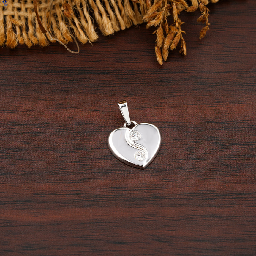 0.10 + Carat Round Brilliant Cut Heart Diamond Pendant ,White Gold  , Engagement Pendant, Wedding Pendant, E Color, VVS2-VS2 Clarity