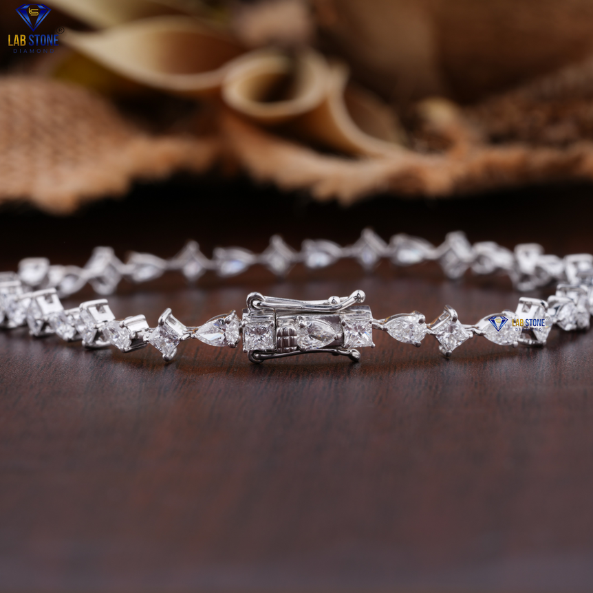 3.43  + Carat Pear & Princess Cut Diamond, Unique Bracelet, White Gold, Engagement Bracelet, Wedding Bracelet, E Color, VVS2-VS2 Clarity