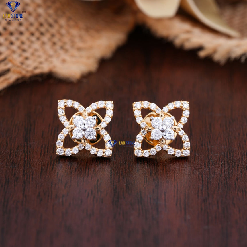 0.68 + Carat Round Cut Diamond Earring, Yellow Gold, Engagement Earring, Wedding Earring, E Color, VVS2-VS2 Clarity