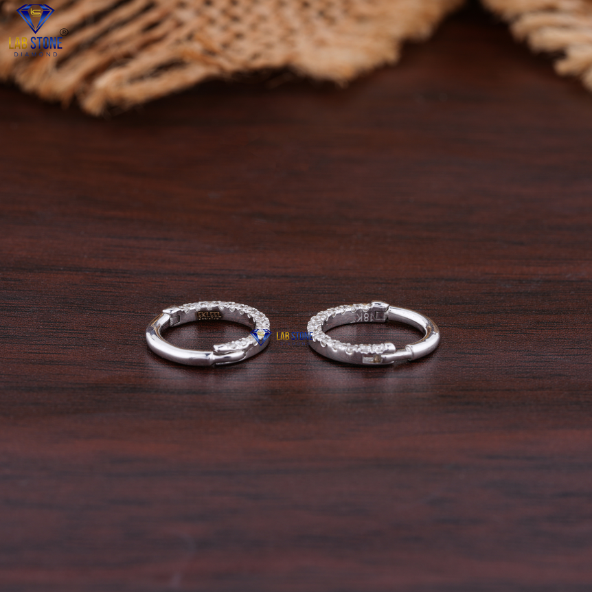 0.09 +Carat Round Brilliant Cut Diamond Earring, White Gold ,Hoop Earring, Engagement Earring, Wedding Earring, E Color, VVS2-VS2 Clarity