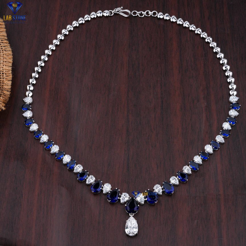 42.61 + Carat F.B.Pear & Paer Cut Gemstone Necklace , White Gold , Diamond Necklace, Labgrown Diamond , Engagement Necklace  , Wedding Necklace , E Color, VVS2-VS2 Clarity
