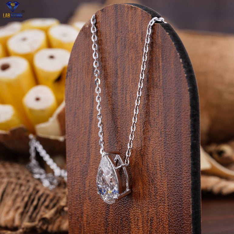 3.11 + Carat Pear Cut Diamond Pendant, White Gold, Engagement Pendant, Wedding Pendant, E Color, VVS2-VS2 Clarity