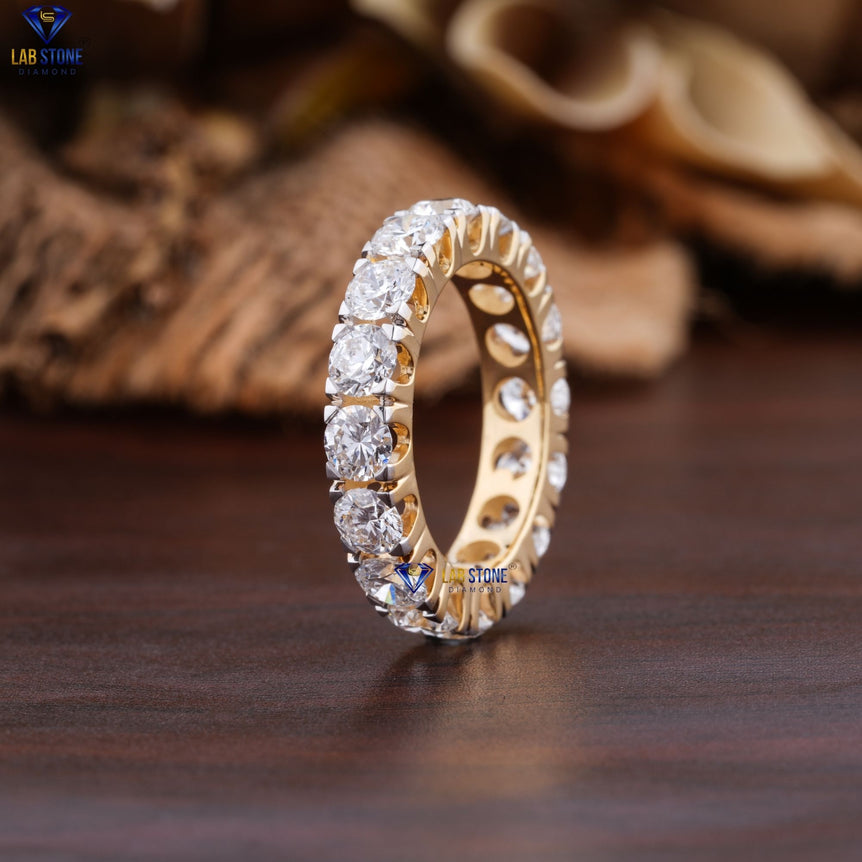 3.84 + Carat Round Cut Diamond Yellow Gold Ring, Engagement Ring, Wedding Ring, E Color, VVS2-VS2 Clarity