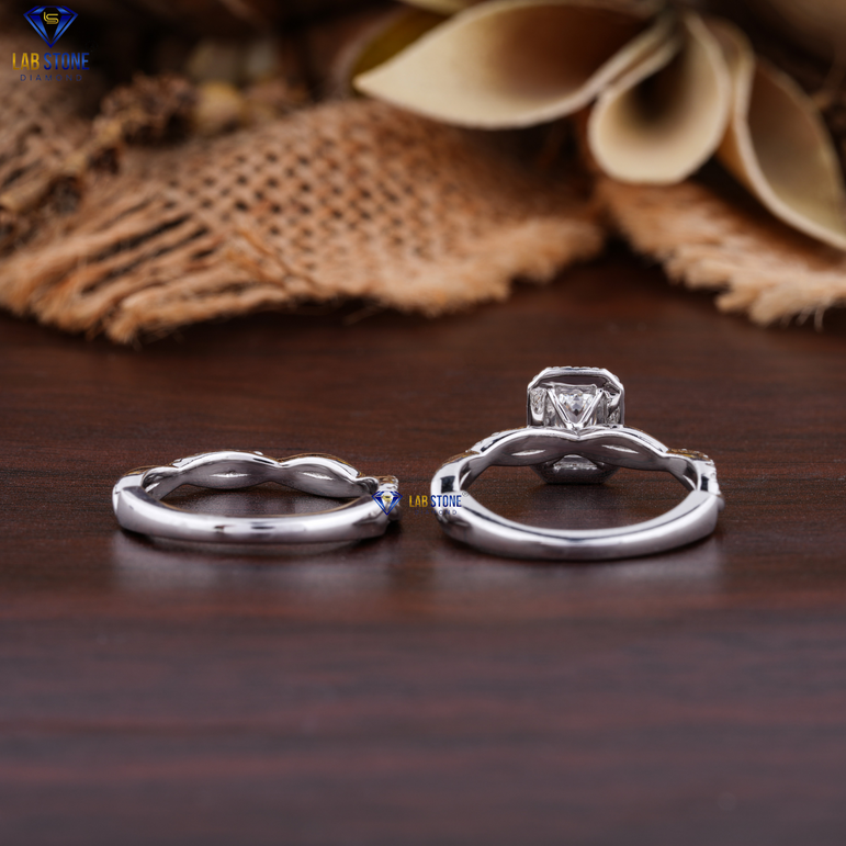 1.05 + Carat Emerald & Round Cut Diamond White Gold ring , Engagement Ring, Wedding Ring, E Color, VVS2-VS2 Clarity