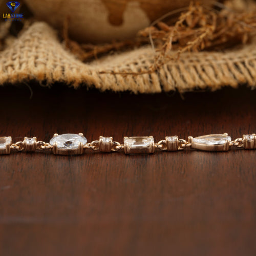 3.95 + Carat Rose Cut,Round & Oval Cut Diamond Bracelet, Rose Gold,  Engagement Bracelet, Wedding Bracelet, E Color, VVS2-VS2 Clarity