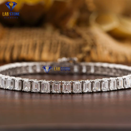4.06 + Carat Emerald Cut Diamond Bracelet, Tennis Bracelet, White Gold, Engagement Bracelet, Wedding Bracelet, E Color, VVS2-VS2 Clarity